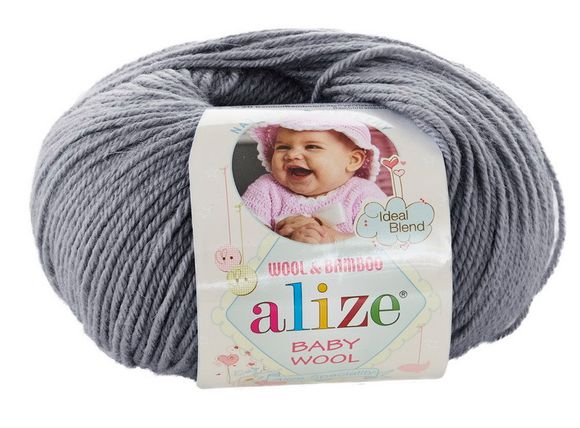 Пряжа Baby wool ( Alize) 119 Серый