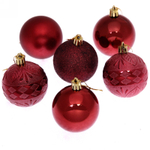 Новогодние шары 6 см (набор 6 шт) «Микс фактур», темный рубин