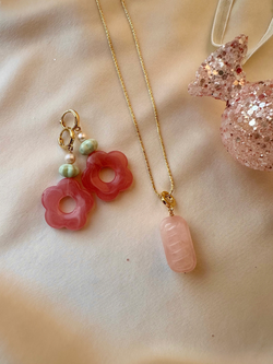 Цепочка Карамель из розового кварца