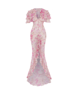 Платье макси из принтованного шифона с воланами