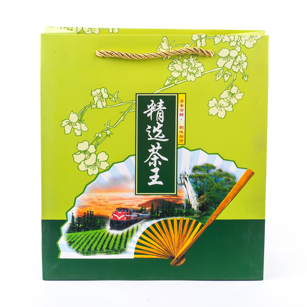 15032 Пакет подар. "Веер" h=26см, l=24см, картон зеленый