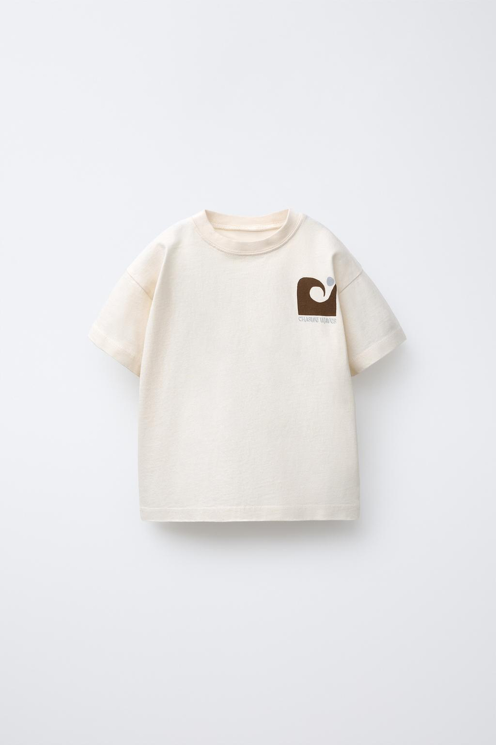 ZARA ФУТБОЛКА С ПРИНТОМ «СЕРФИНГ», ЭКРЮ