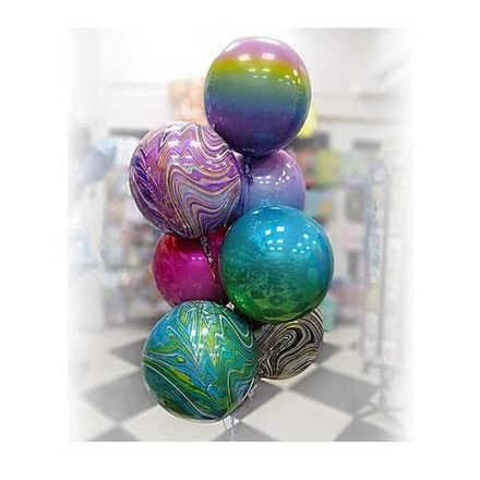 Фонтан из больших многоцветных сфер, 7 шаров сфер