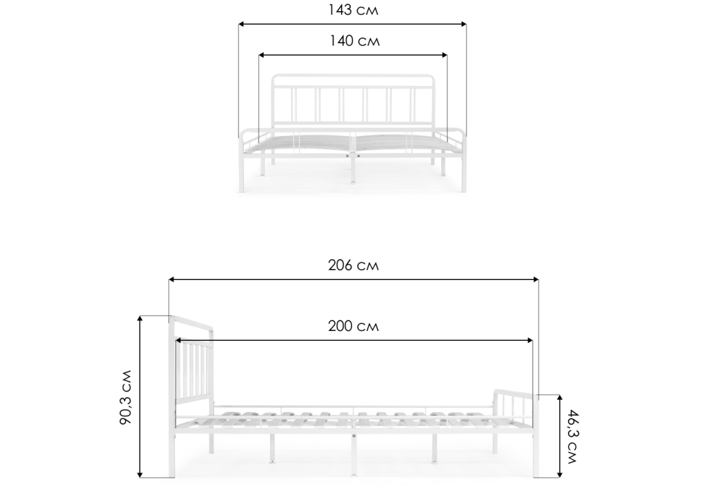Кровать Woodville Рейк 140х200 черная
