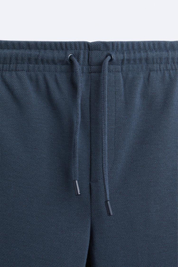 ZARA БРЮКИ EASY CARE С ПОЯСОМ НА ШНУРКЕ, СИНИЙ