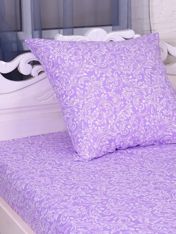 Постельное бельё 1.5сп Завиток лав (простыня 145х215см, наволочка 70х70см) бязь, 120г/м², 100% хлопок