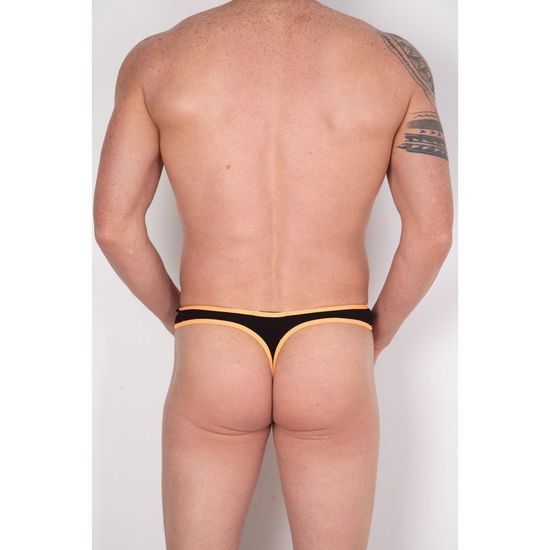 Мужские трусы стринги черные с оранжевой резинкой Cosmos Colors PC10_BO