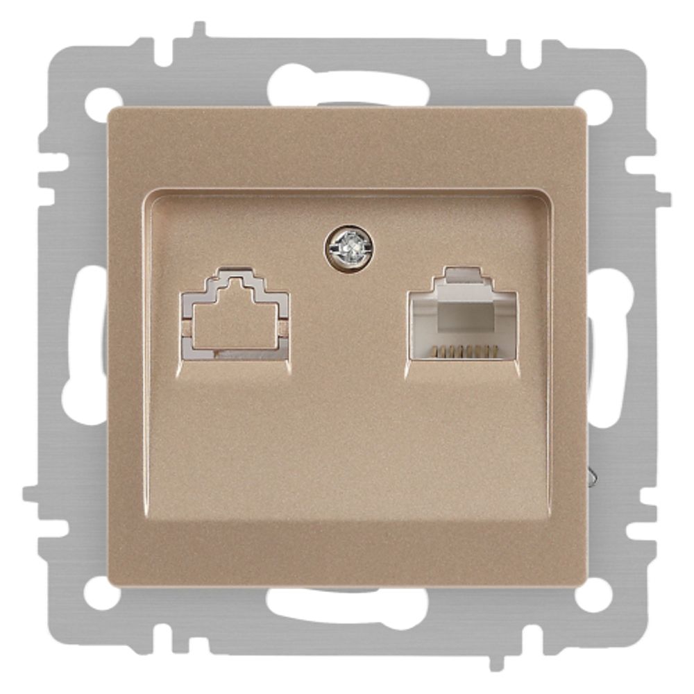 Розетка Intro Accent 6-303-04 информационная RJ45, IP20, СУ, шампань | Intro