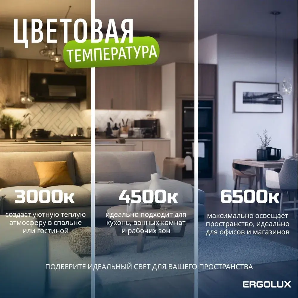 Светодиодная лампочка E27 4500K / Ergolux / LED, 15Вт