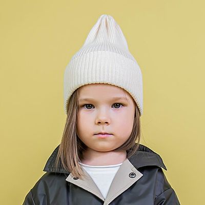 Double turn-up cotton hat - Heavy Cream