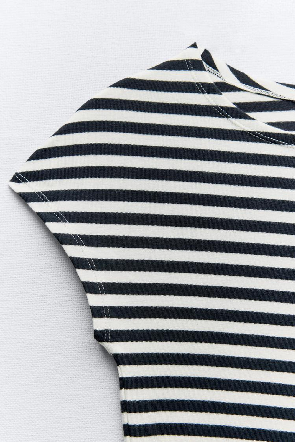 ZARA УКОРОЧЕННЫЙ ТОП ИЗ ХЛОПКА И МОДАЛА, ПОЛОСКИ