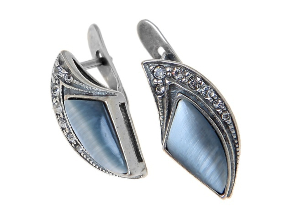 "Комета" серьги в серебряном покрытии из коллекции "Самоцветы" от Jenavi  с английским замком