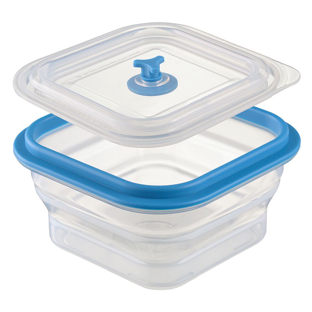 Контейнер для переноски и хранения силиконовый квадратный складной Silikobox, 400 мл, синий