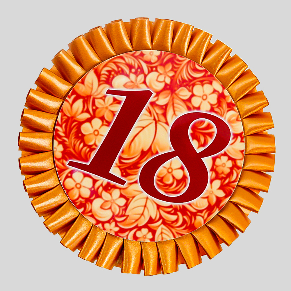 Номер участника, крепление в ассортименте. Диаметр 115 мм. с плиссе. Цвет номера и плиссировки ГЖЕЛЬ.