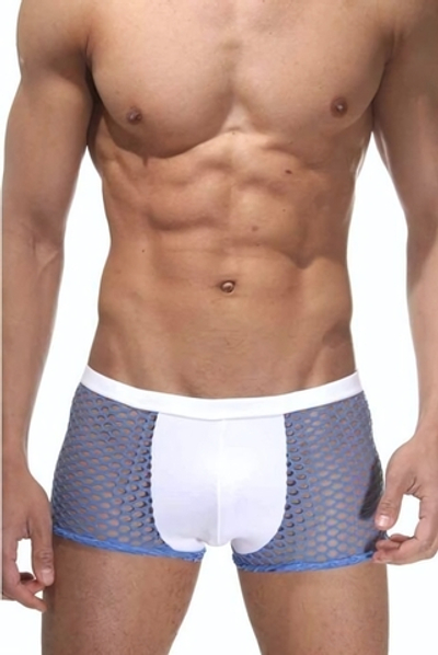 Оригинальные сетчатые трусы-боксеры (Размер: S-M) (Цвет: синий с белым)