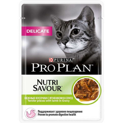 Pro Plan Delicate Lamb 85 г - консервы (пауч) для кошек с чувствительным пищеварением (ягненок)