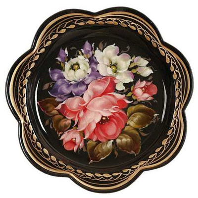 Жостовский поднос декоративный, размер 18 см (A1), металлический