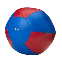 Медбол 3C146-K64, 4кг, иск.кожа, наполнитель резиновая крошка, диам. 21 см, маш сшивка, сине-красный