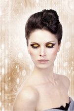 Чёрные ресницы с красными и голубыми стразами (Цвет: черный с красным)