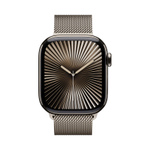 Apple Watch Series 10, 42 мм, корпус из титана цвета «титановый бежевый», спортивный ремешок цвета «миланская петля» бежевый