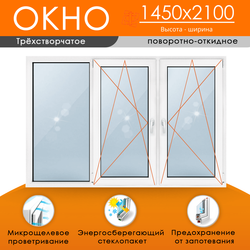 Пластиковое окно 1450 х 2100 ТермА Эко