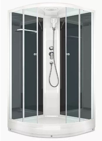 Душевая кабина Domani-Spa Delight Slim 99 900*900*2180 без электрики, низкий поддон, черная стеклянная задняя панель, прозрачное стекло