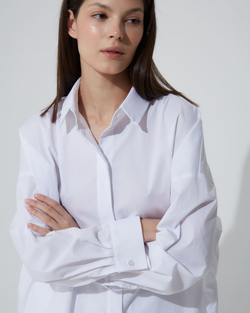 Рубашка свободного кроя из смесового хлопка белый