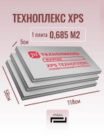 Экструдированный пенополистирол ТЕХНОНИКОЛЬ Техноплекс xps 50мм /12 упаковок/ 96 листов/ 65,70 м2),утеплитель для стен, крыши, пола.