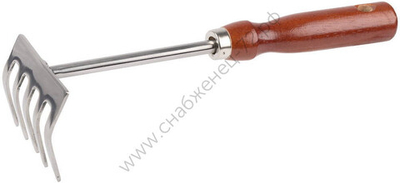 GRINDA 250 мм, нержавеющая сталь, деревянная ручка, ручные грабельки (8-421149)