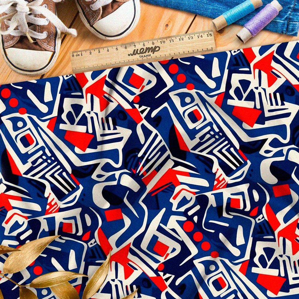 Ткань премиум шифон абстрактная фантазия