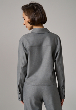 Рубашка-жакет укороченная серая