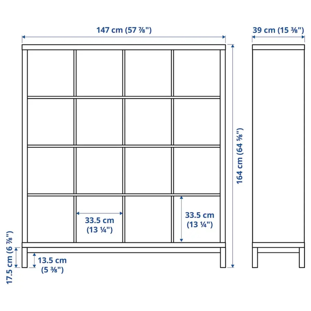 Стеллаж - IKEA KALLAX, 147х39х164 см, черно-коричневый/черный, КАЛЛАКС ИКЕА