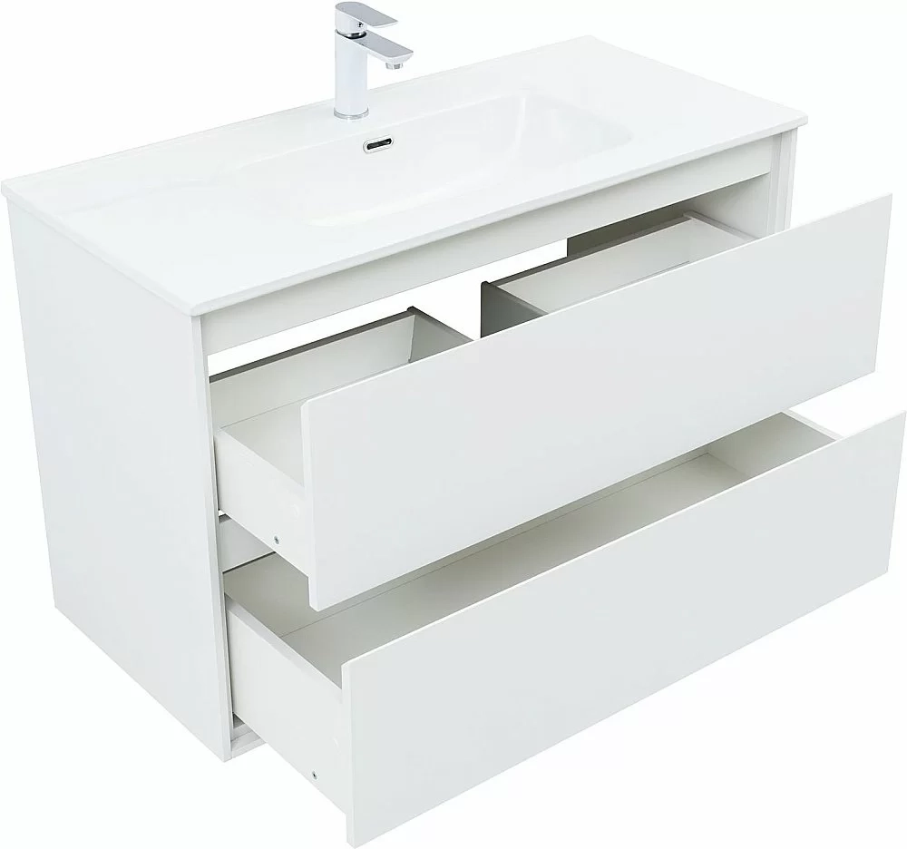 Тумба с раковиной Aquanet Милан 336370/254365 100 белый глянец