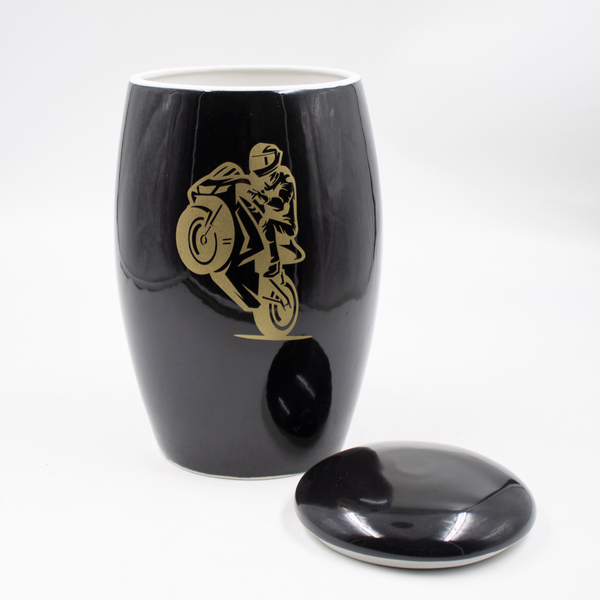 Урна для праха фарфор "Палитра" черная "Байкер"