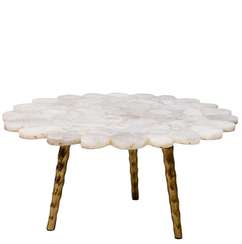 Кофейный столик со столешницей из белого агата, Ø80х35 см