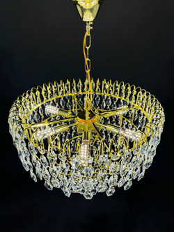 Люстра подвесная Lanbos QS.99886-600 J, 9 ламп E14, мощность 360Вт, золотая