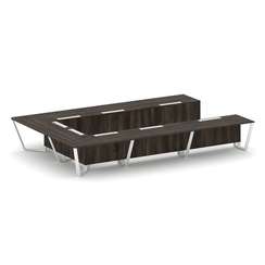 Steel Meet Стол переговорный П-образный KDK-PR.B.SP-15P Дуб Мали/Металл Белый 4800*3200*750