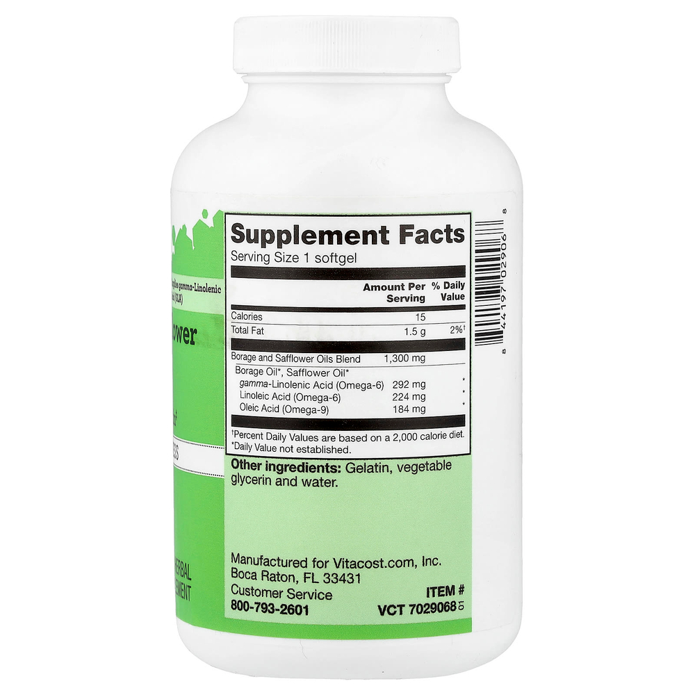 Vitacost, Borage and Safflower Oils Blend, 120 Softgels