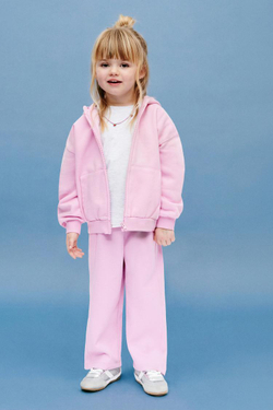 ZARA БРЮКИ WIDE LEG ИЗ ТКАНИ ИНТЕРЛОК С РЕЛЬЕФНОЙ НАДПИСЬЮ, РОЗОВЫЙ/ЛИЛОВЫЙ