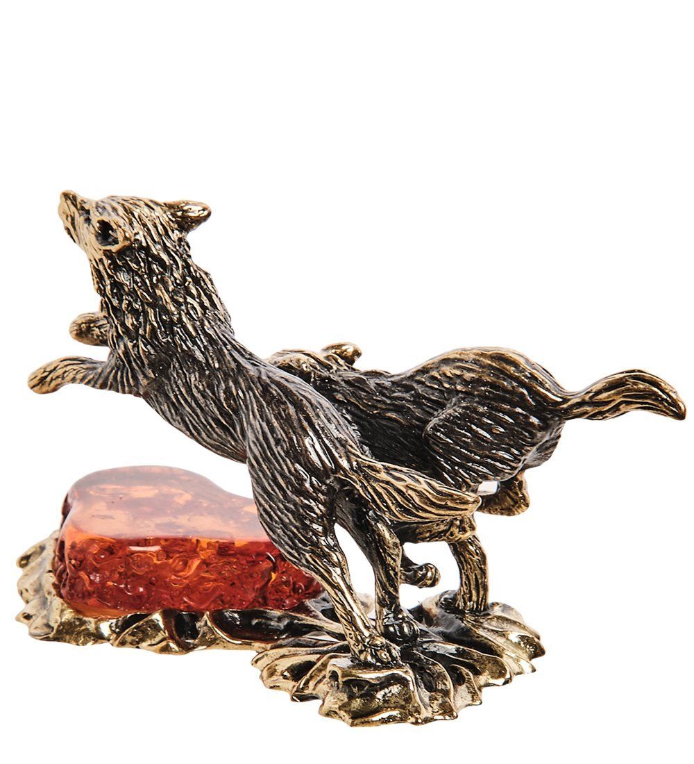 Народные промыслы AM-2809 Фигурка «Стая волков» (латунь, янтарь)