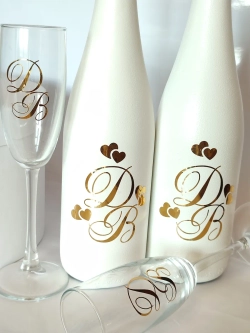 Наклейки свадебные зеркальное золото инициалы " Ю "