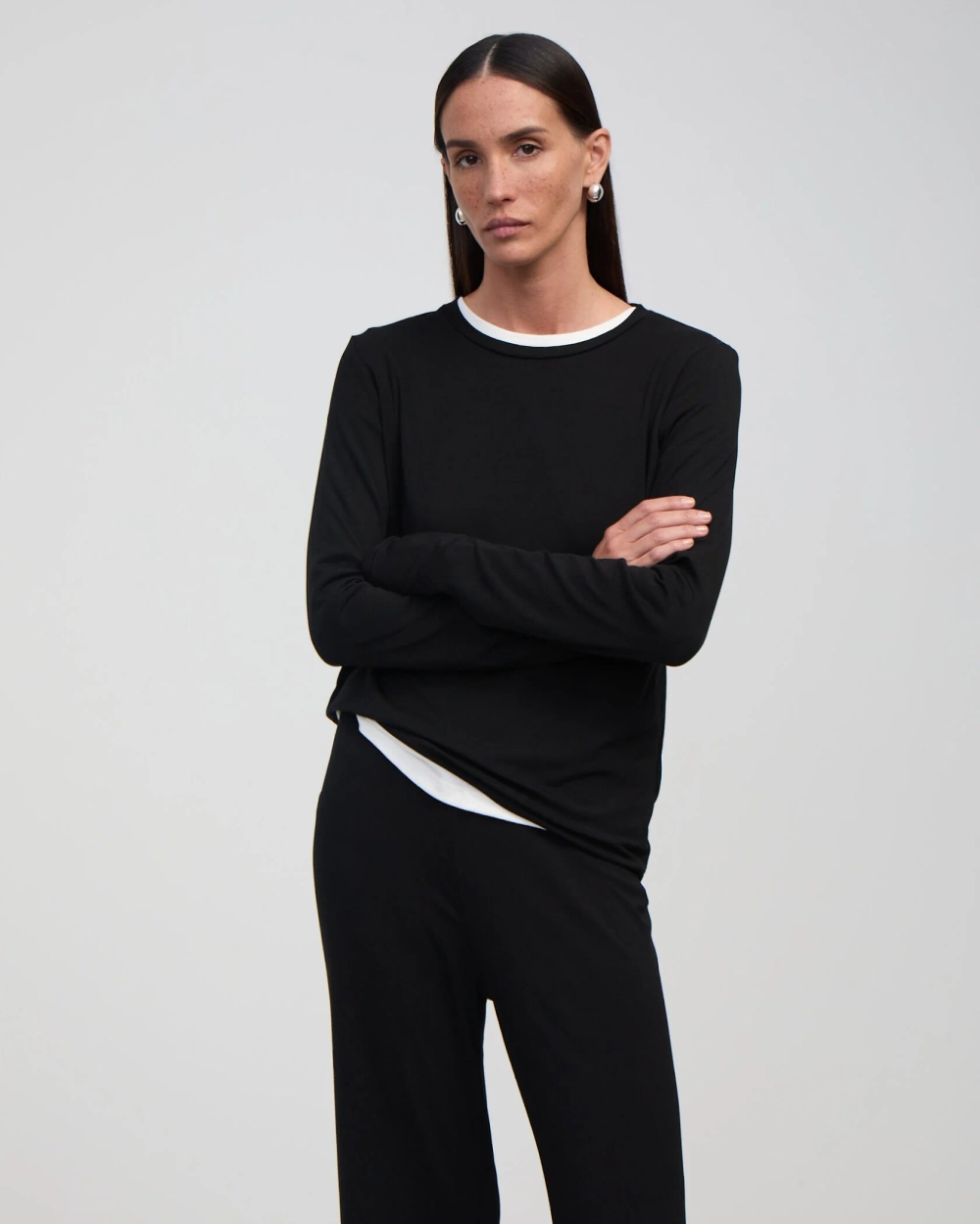 Лонгслив из модала, Черный