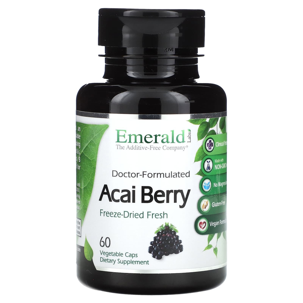 Emerald Laboratories, Ягоды асаи, 60 растительных капсул (500 мг в капсуле)