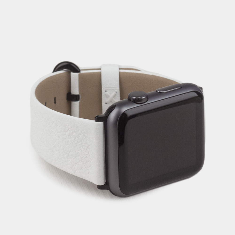 Ремешок для Apple Watch 44/45/46 mm из кожи теленка, белого цвета