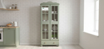 Шкаф витрина, 77х32х186, Бритта, буфет, стеклянный, сервант, деревянный, 2 двери, эвкалипт, Dipriz