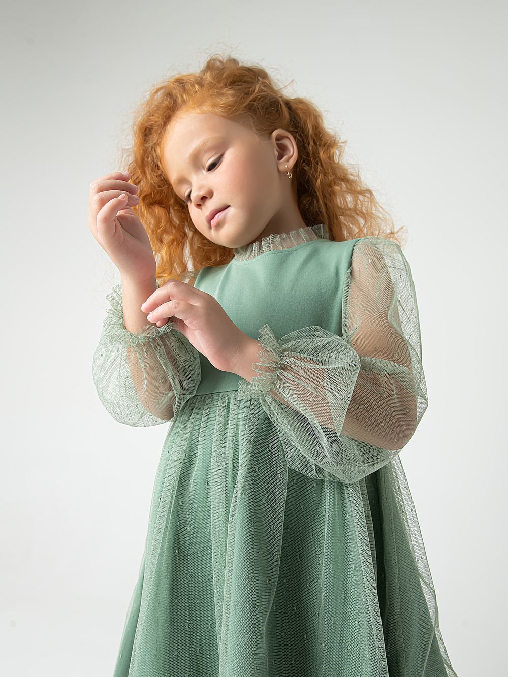 Платье с длинным рукавом и юбкой из фатина "Мелисса"