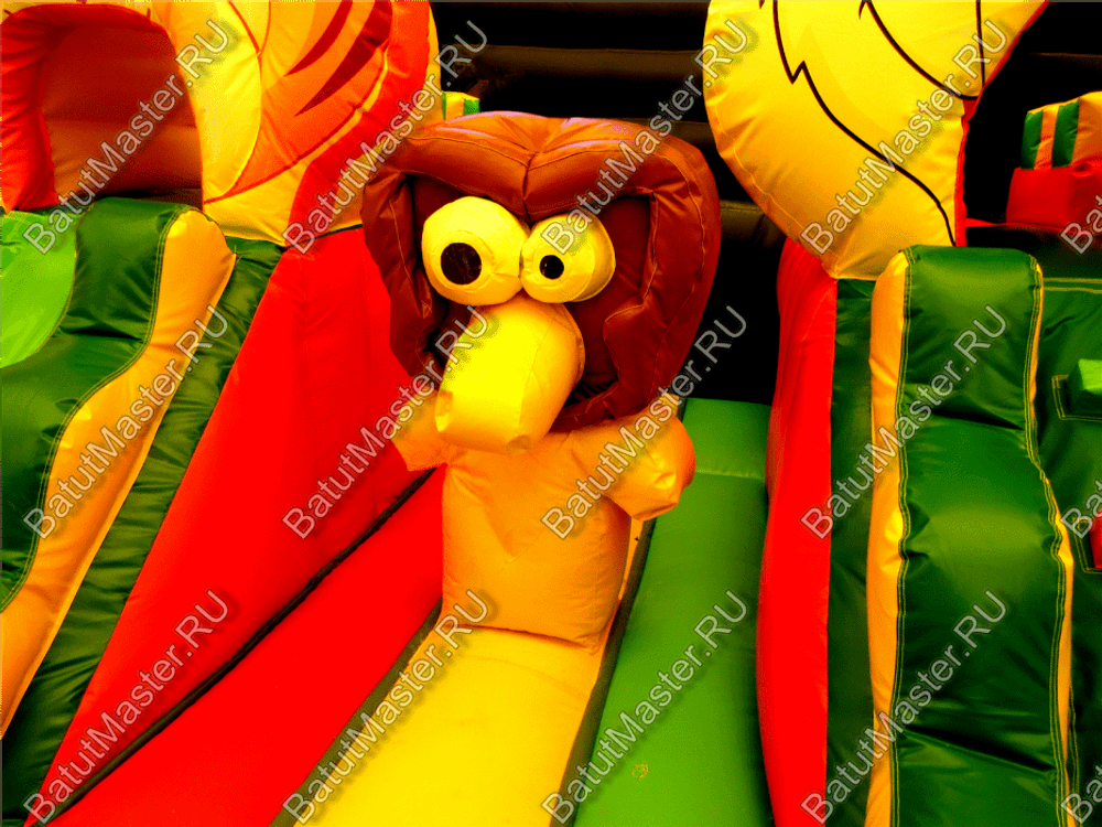 Коммерческий надувной батут "Зверята с крышей" 10*6*6 м