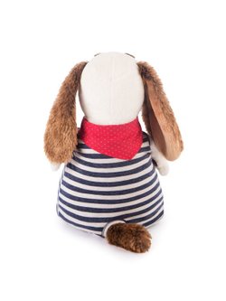 Мягкая игрушка Бартоломей в комбинезоне в полоску 33см