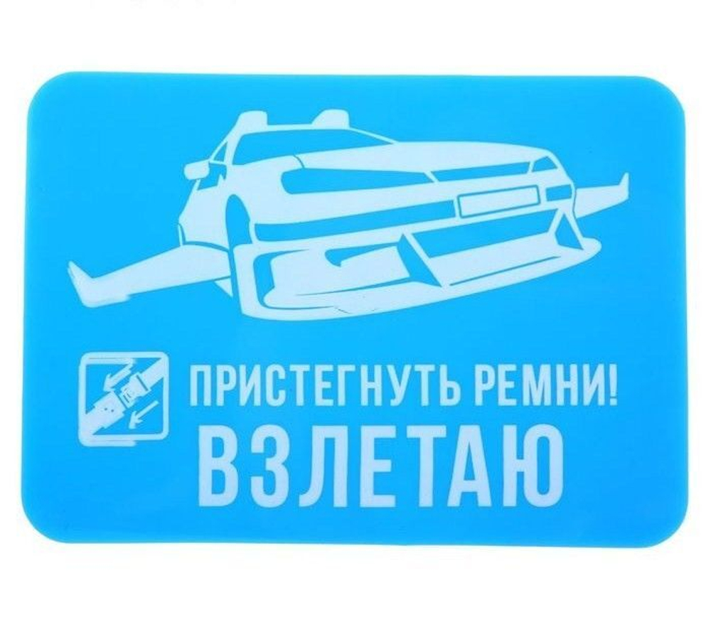 Прилипало силикон "Пристегнуть ремни! Взлетаю" 9Х13 см.