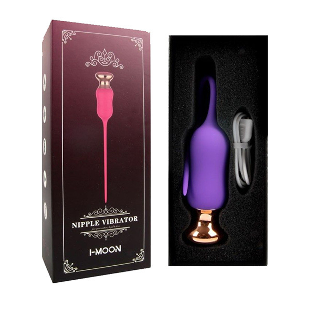 Фиолетовый тонкий стимулятор 23см I-Moon Nipple Vibrator MY-1702